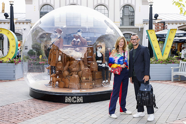 Mon Muellerschön und Eric Erhardt (president mcm, emea) beim MCM Artist Talk im  Ingolstadt Village (Photo by Streetstyleshooters/Getty Images for Ingolstadt Village)